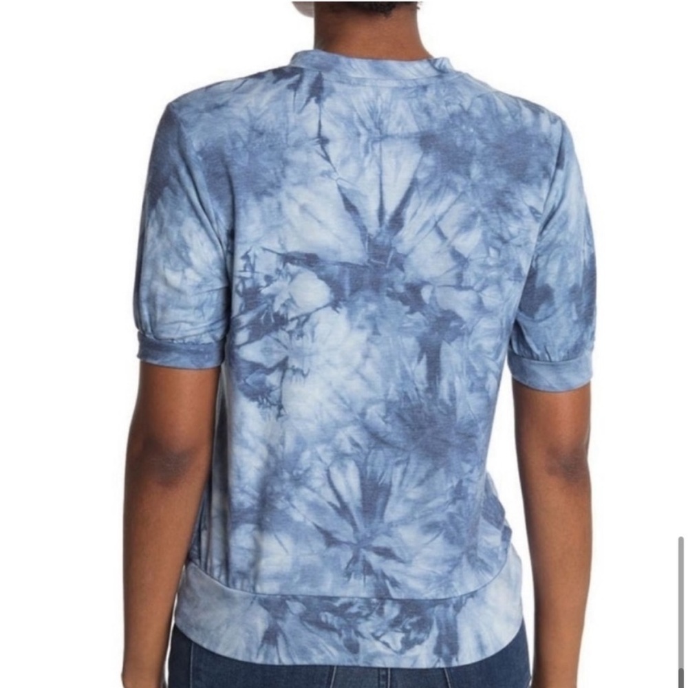Como Vintage Blue Tie Dye Front Twist Knot T-shirt Top Large - Picture 9 of 9